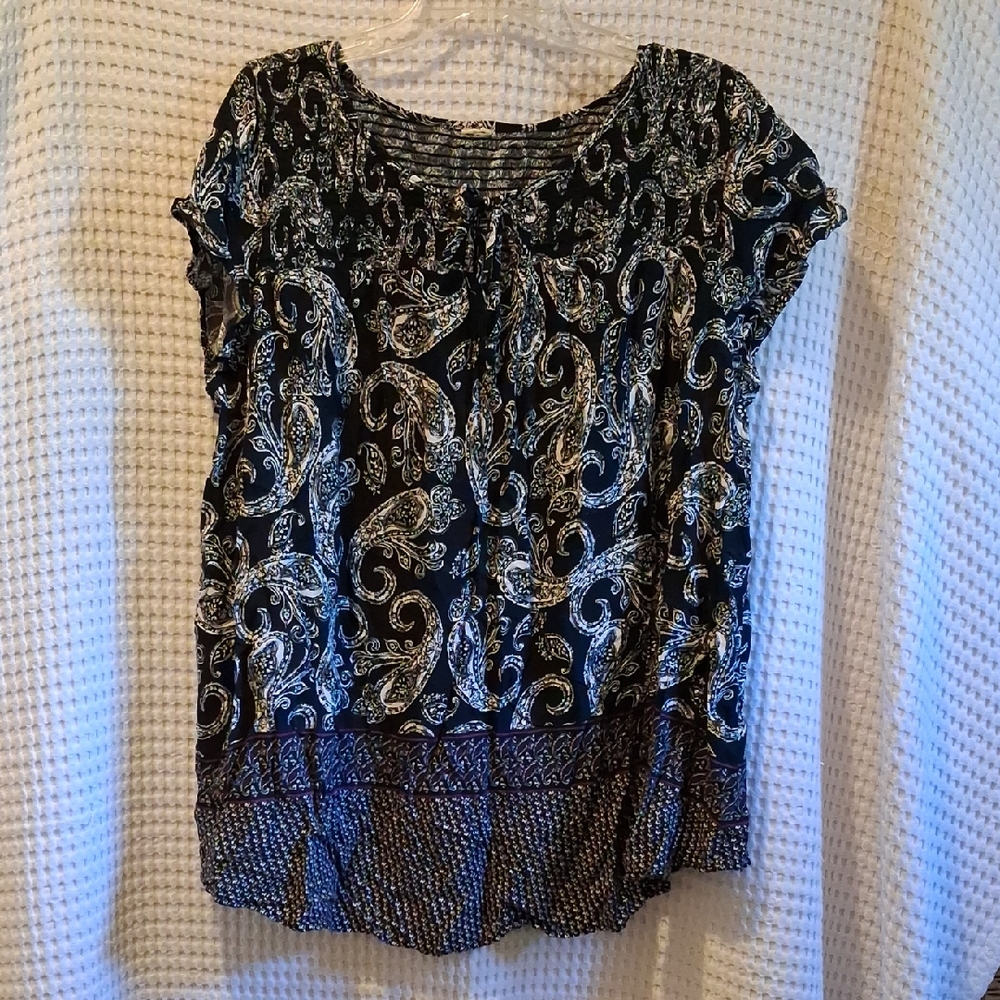 Black and White Paisley Blouse SZ 3X